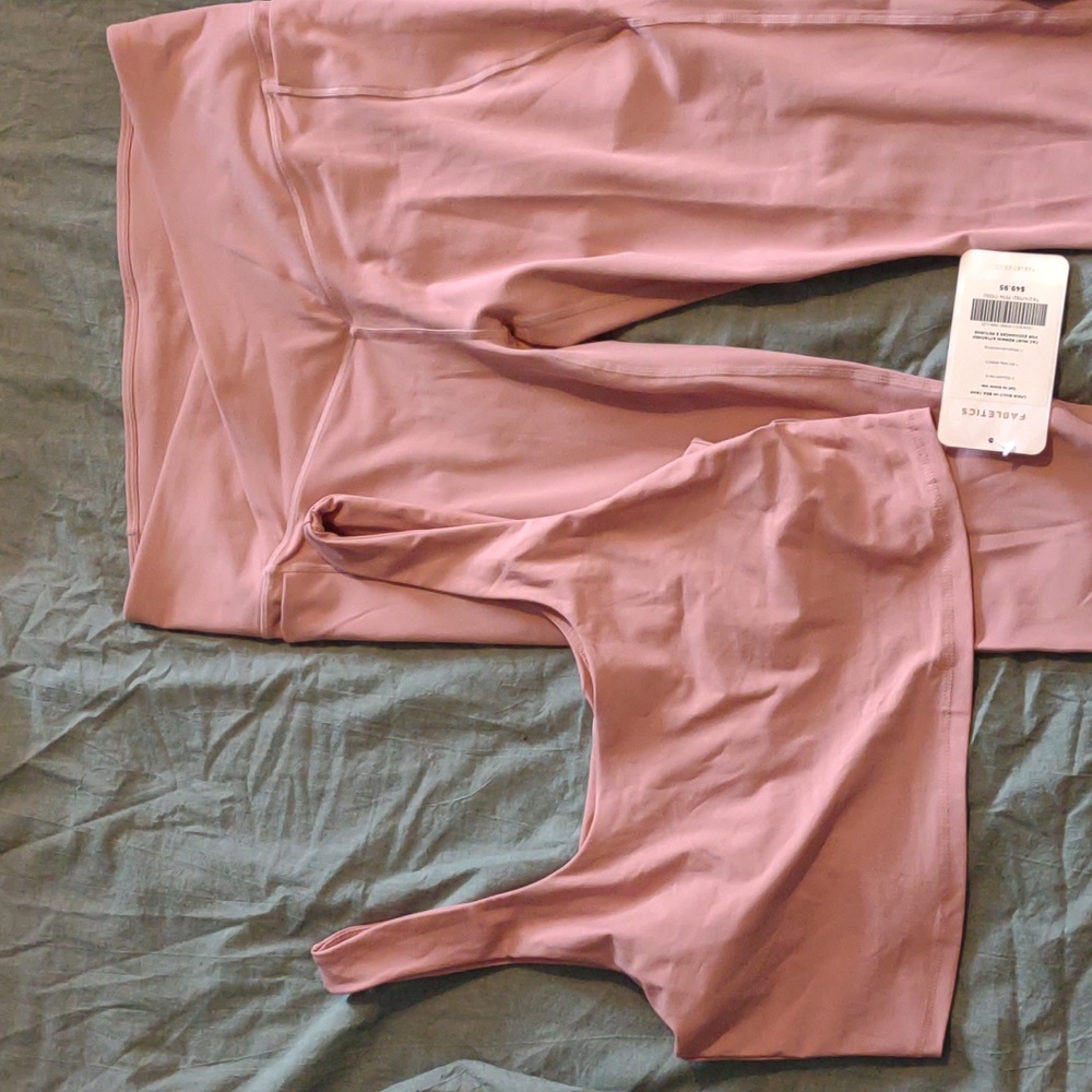 Fabletics Workout Set Pink Sports Tank Bra - High Waisted Pure Luxe Leggings